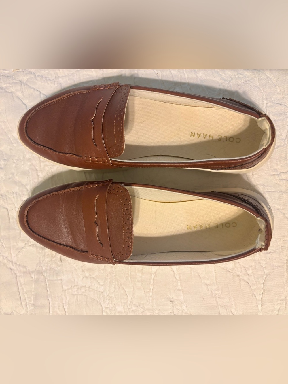 Cole Haan Women’s Tan Leather Penny Loafers - Picture 3 of 6